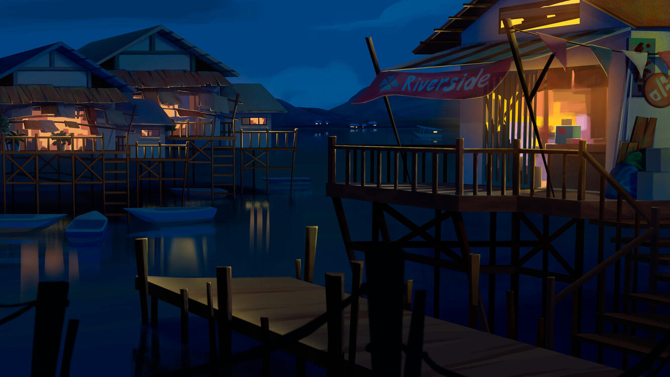 Stilt house village - Night